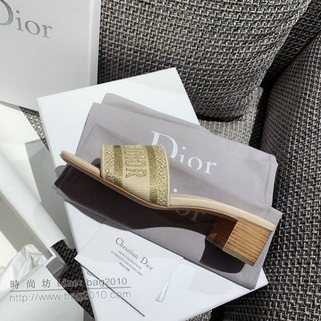 DIOR女鞋 迪奧2021專櫃新款磨砂新大底涼拖 Dior一字型刺繡平拖  naq1506